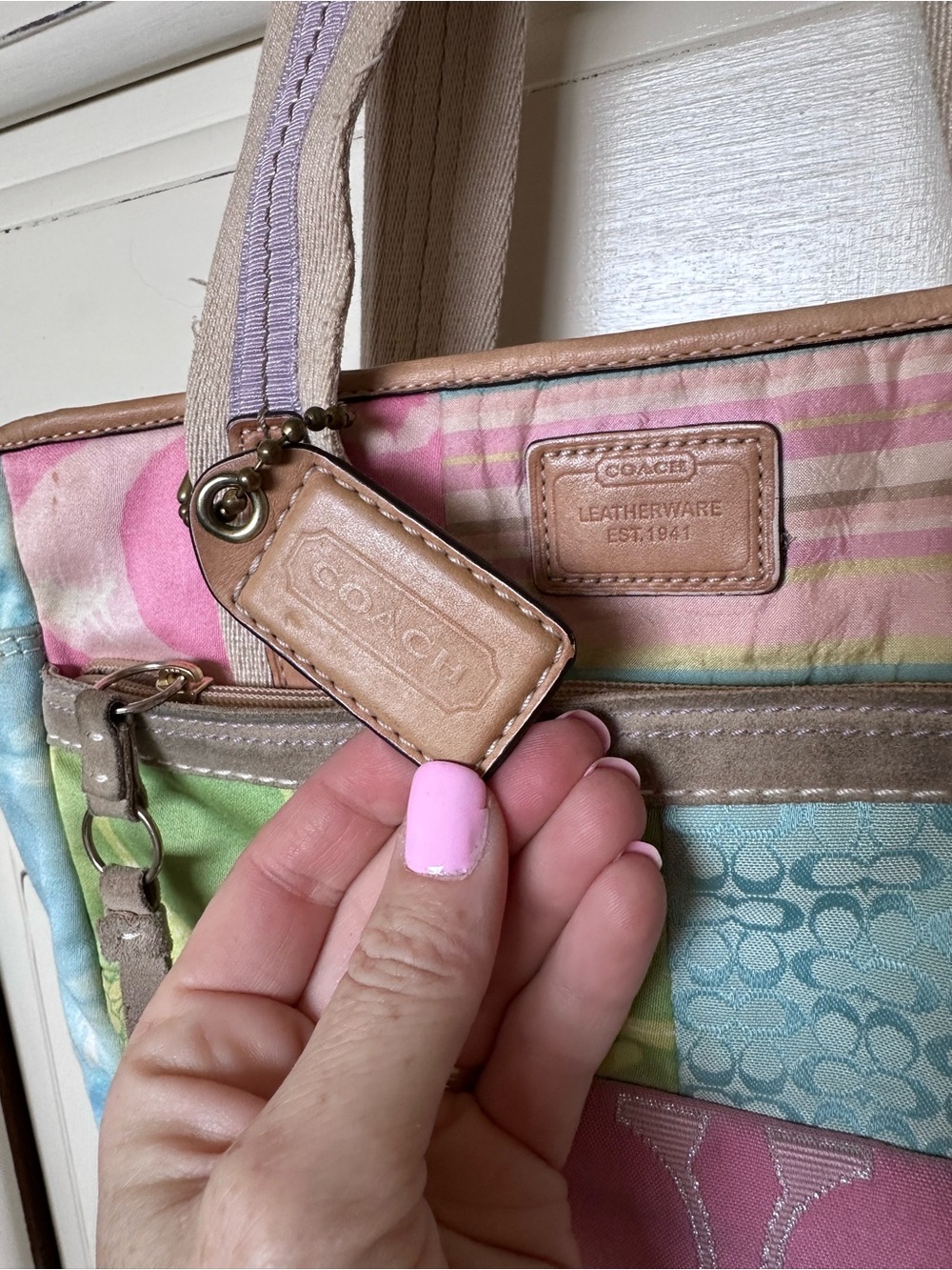 Vintage Y2K Coach pastel patchwork tote - Picture 3 of 12